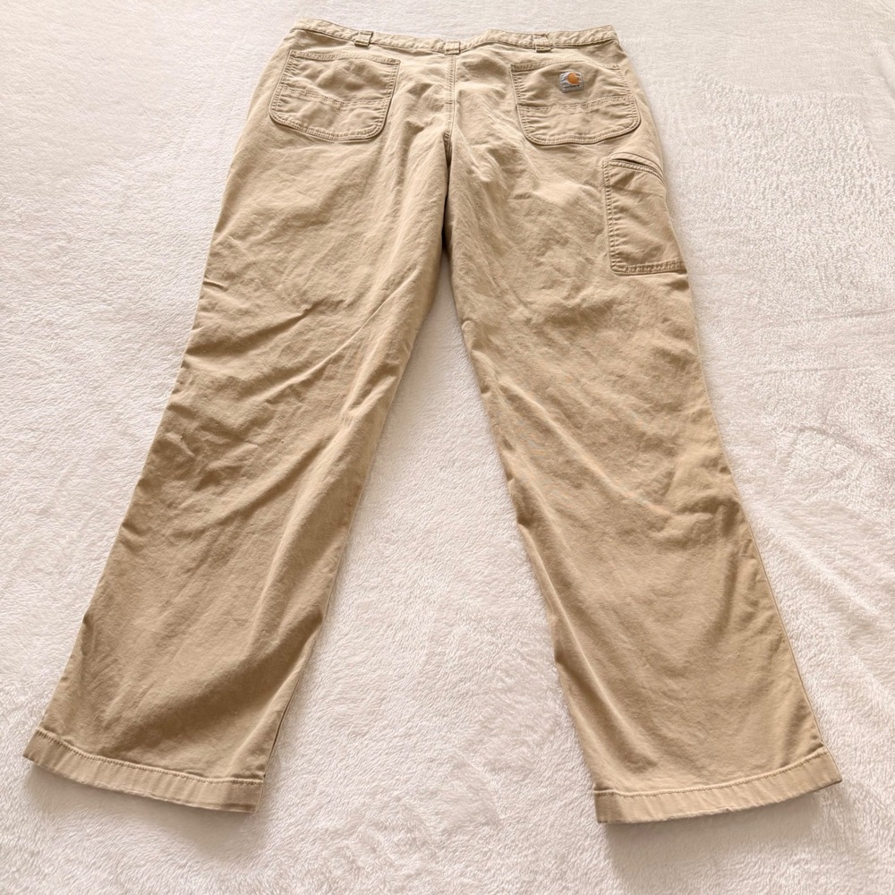 Carhartt Rugged Flex Work Pants Khaki Relaxed Fit 42x34 Canvas - Picture 10 of 11
